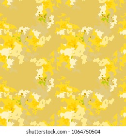 Abstract yellow with green dots background as UFO camouflage. Seamless repeat bright pattern usable as camo, wallpaper, backdrop or for print for textile or wrapping paper