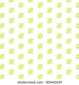 Abstract yellow green flowers pattern, white background