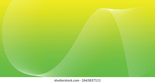 Abstract yellow and green gradient background with bright white waves and dots. Vector design concept for posters, cards, brochures, booklets, and flyers.