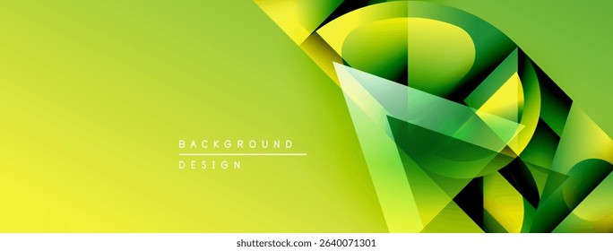 Abstract yellow, green gradient. Modern design features layered shapes, dynamic flow. Text reads background design.
