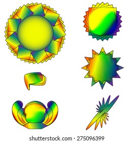 Abstract yellow green icons for prize winners in the form of medals, cups