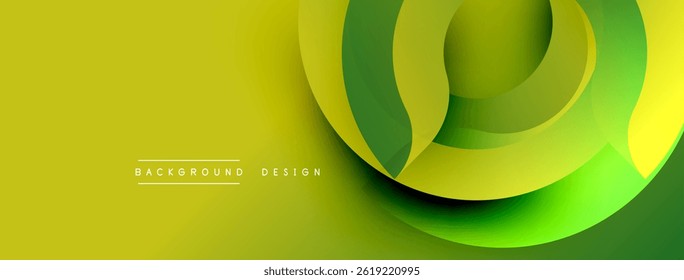 Abstract yellow, green layers create dynamic flow. Modern design, smooth gradients suggest movement, depth. Minimalist aesthetic.