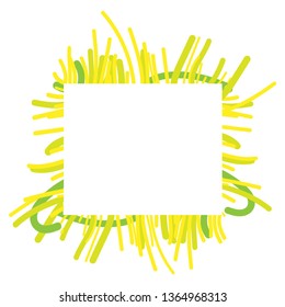 Abstract yellow green lines summer frame in doodle style. 