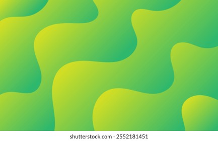 Líneas verdes amarillas abstractas Curvas de onda Estilo divertido Gradiente suave de fondo