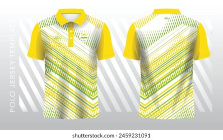 abstract yellow and green polo jersey sport. Sport uniform in front and back view. Mock up for sport club.