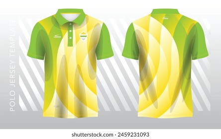 abstract yellow and green polo jersey sport. Sport uniform in front and back view. Mock up for sport club.