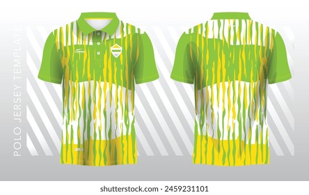 abstract yellow and green polo jersey sport. Sport uniform in front and back view. Mock up for sport club.