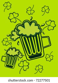 abstract yellow green shamrock background with beer mug