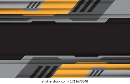Abstract yellow grey cyber pattern on dark grey blank space design modern futuristic technology background vector illustration.