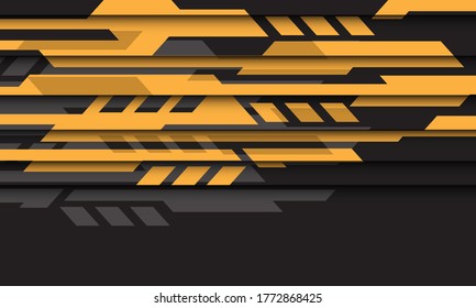 Abstract yellow grey geometric futuristic cyber on black design modern technology background vector illustration.
