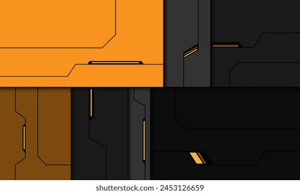 Abstract yellow grey squares block black line circuit cyber shadow geometric technology futuristic design modern creative background vector illustration.