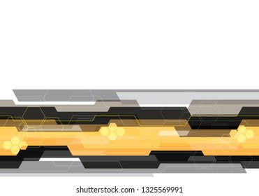 Abstract yellow grey technology polygon circuit line connect on white design modern futuristic background vector illustration.