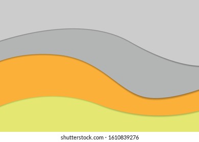 Abstract yellow and grey tone color background with green leaf in flat style. Vector illustration.