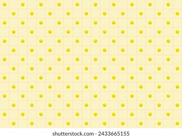 fondo de cuadrícula amarillo abstracto con emoticono de sonrisa
