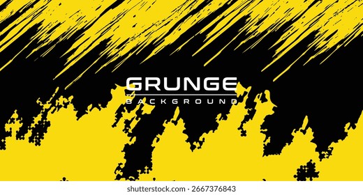Textura Amarilla Abstractas Del Grunge En Diseño De Fondo Negro, Ilustración vectorial
