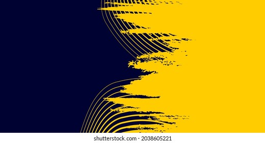 Abstract yellow grunge texture with lines isolated on dark blue background. Vector