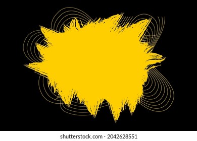 Abstract yellow grunge texture on black background for social media post space and banner design template. Vector