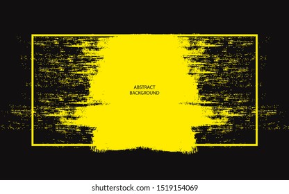 Abstract yellow grunge textured on black background. Paint style design template for use element cover, banner, business, advertising