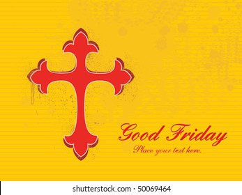 abstract yellow grungy spot background with christian cross