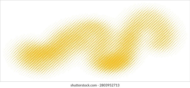 Abstract yellow halftone wave pattern isolated on white background