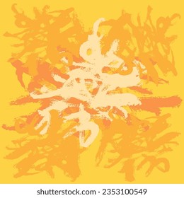 Abstract yellow hand draw brush stroke illustration background pattern isolated
