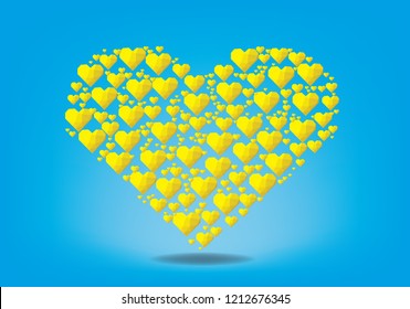 abstract yellow heart polygon geometry multi-size, vector eps 10.