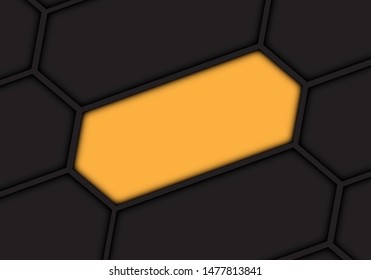 Abstract yellow hexagon blank space on dark grey pattern design modern futuristic background vector illustration.