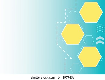 Abstract yellow hexagon technology with line concept.