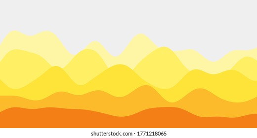 Abstract yellow hills background. Colorful waves vibrant vector illustration.