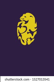 Abstract yellow horse on purple background