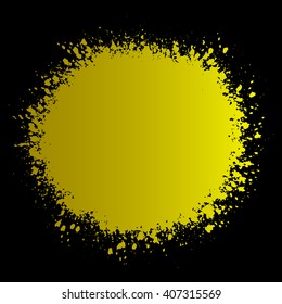 Abstract yellow Ink splash paint brush background, grunge vector design template - paint brush
