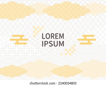 Abstract yellow Japanese pattern background with golden color and clouds.