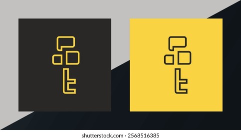 Abstract Yellow Key Logo on Black and Yellow Backgrounds