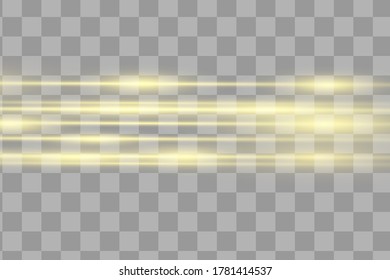 Abstract yellow laser beam. Transparent isolated on black background. Vector illustration.the lighting effect.floodlight directional