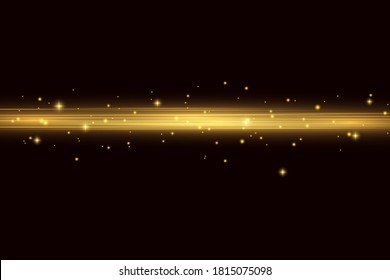 Abstract yellow laser beam. Transparent isolated on black background. Vector illustration.the lighting effect.floodlight directional