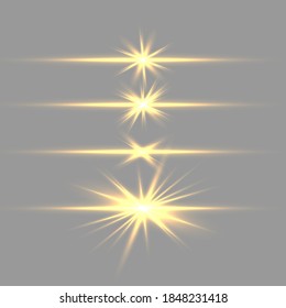 Abstract yellow laser beam. Transparent isolated on black background. Vector illustration.the lighting effect.floodlight directional