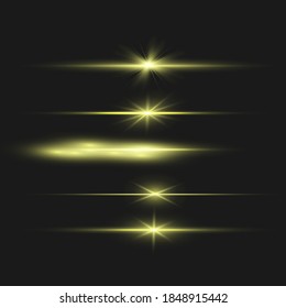 Abstract yellow laser beam. Transparent isolated on black background. Vector illustration.the lighting effect.floodlight directional