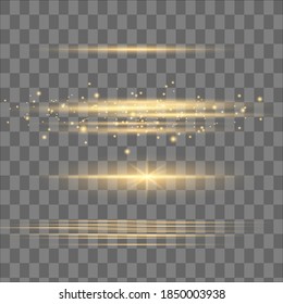 Abstract yellow laser beam. Transparent isolated on black background. Vector illustration.the lighting effect.floodlight directional