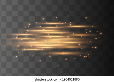 Abstract yellow laser beam. Transparent isolated on black background. Vector illustration.the lighting effect.floodlight directional