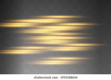 Abstract yellow laser beam. Transparent isolated on black background. Vector illustration.the lighting effect.floodlight directional