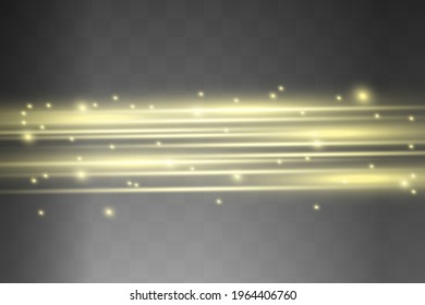 Abstract yellow laser beam. Transparent isolated on black background. Vector illustration.the lighting effect.floodlight directional