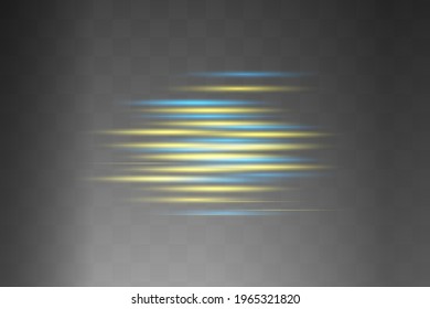 Abstract yellow laser beam. Transparent isolated on black background. Vector illustration.the lighting effect.floodlight directional