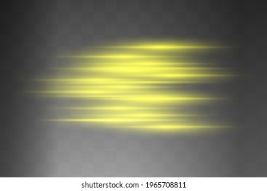 Abstract yellow laser beam. Transparent isolated on black background. Vector illustration.the lighting effect.floodlight directional
