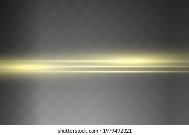 Abstract yellow laser beam. Transparent isolated on black background. Vector illustration.the lighting effect.floodlight directional