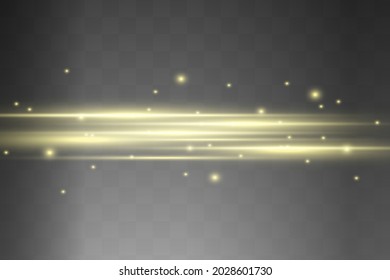Abstract yellow laser beam. Transparent isolated on black background. Vector illustration.the lighting effect.floodlight directional