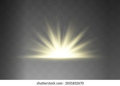 Abstract yellow laser beam. Transparent isolated on black background. Vector illustration.the lighting effect.floodlight directional