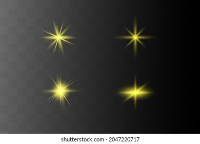 Abstract yellow laser beam. Transparent isolated on black background. Vector illustration.the lighting effect.floodlight directional