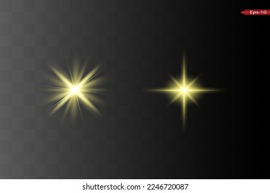 Abstract yellow laser beam. Transparent isolated on black background. Vector illustration.the lighting effect.floodlight directional