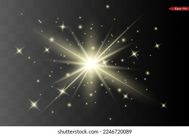 Abstract yellow laser beam. Transparent isolated on black background. Vector illustration.the lighting effect.floodlight directional