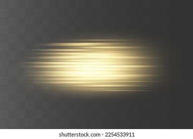 Abstract yellow laser beam. Transparent isolated on black background. Vector illustration.the lighting effect.floodlight directional